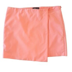 Mango Coral Faux Wrap Mini Skirt, Size 10